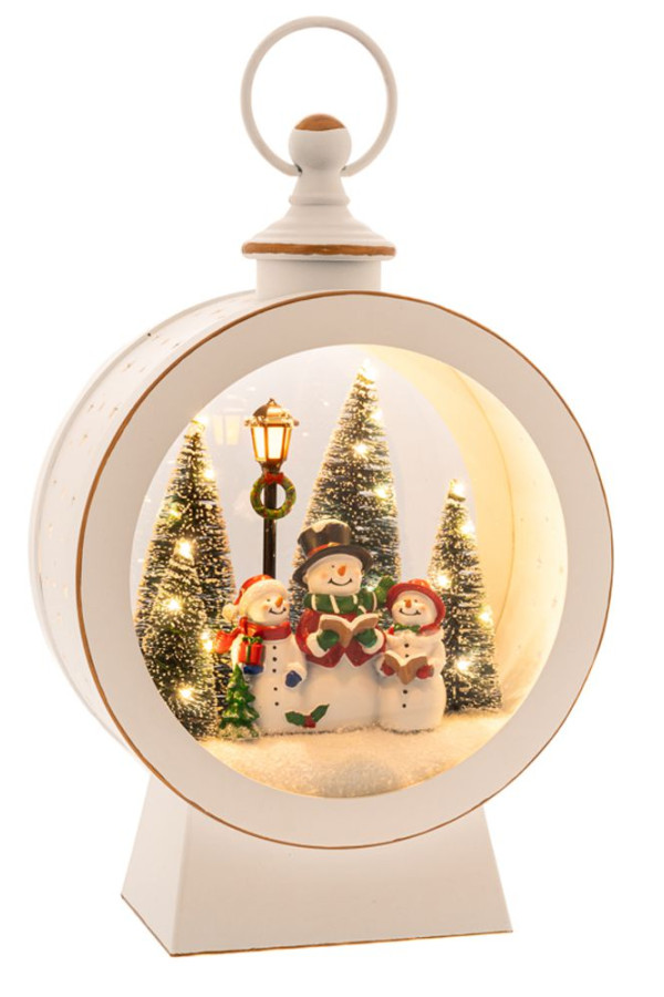 Φωτιζόμενο πλαστικό Φανάρι με παράσταση χιονανθρώπων 